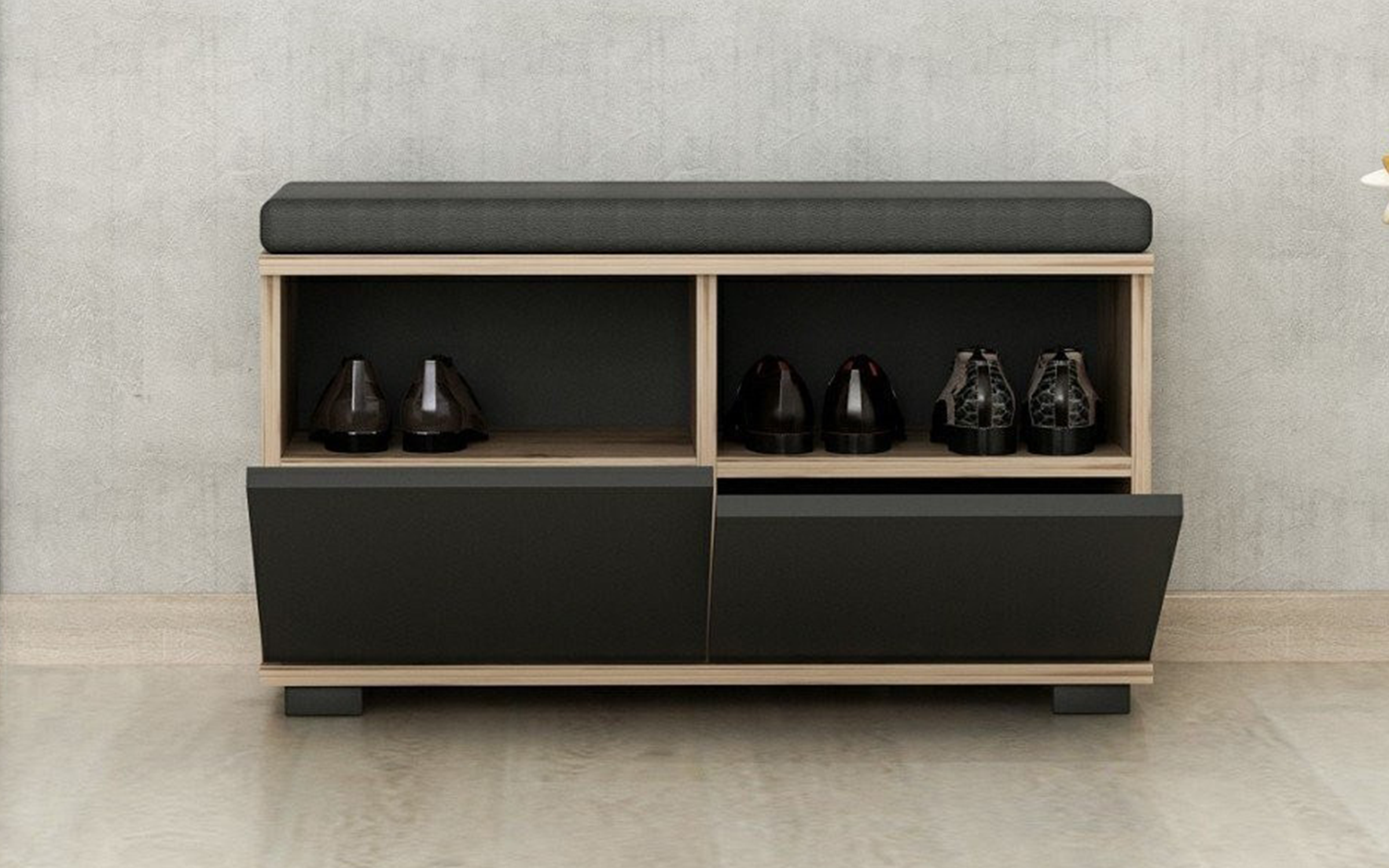Pantofar-bancuta Arvin, nuc + negru  5